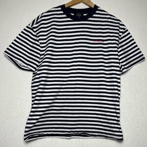 Bershka NEW Navy White Striped Casual Coastal Basic Shirt Women’s Size Small